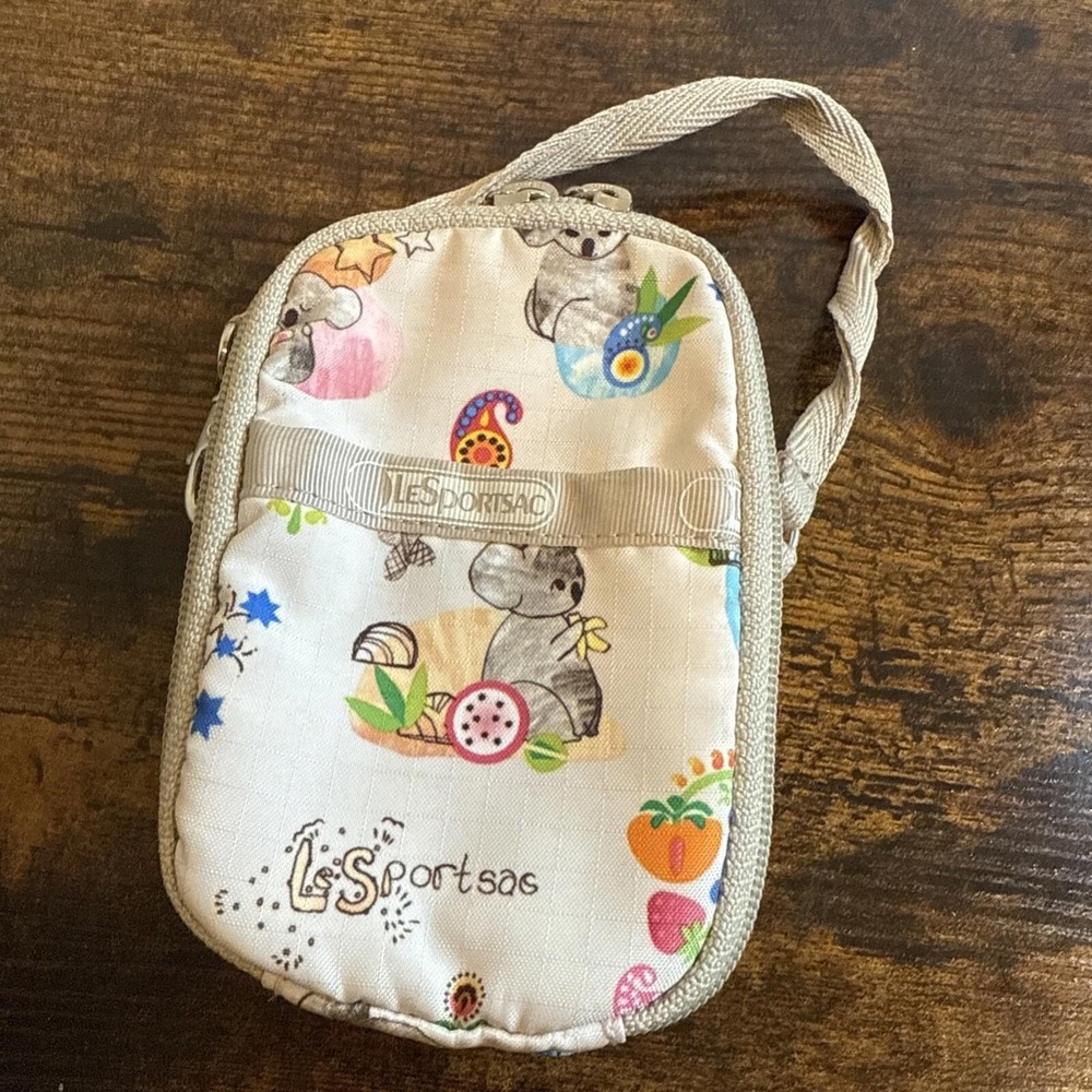 LeSportsac Koala Print 5" Wristlet Case Multicolor Animal Pattern Pouch